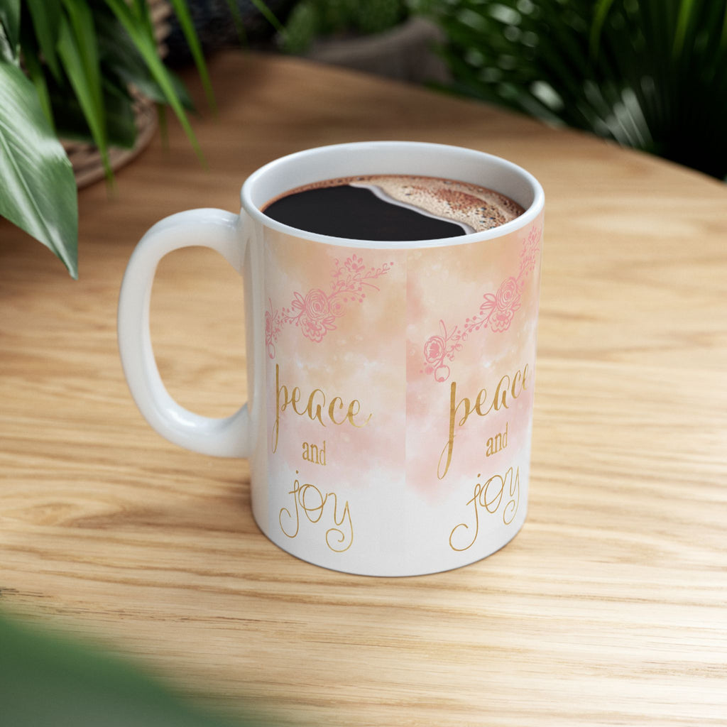 Peace and Joy Ceramic Mug | Inspirational Drinkware for Coffee Lovers | Gift for Holidays, Celebrations, & Self-Care