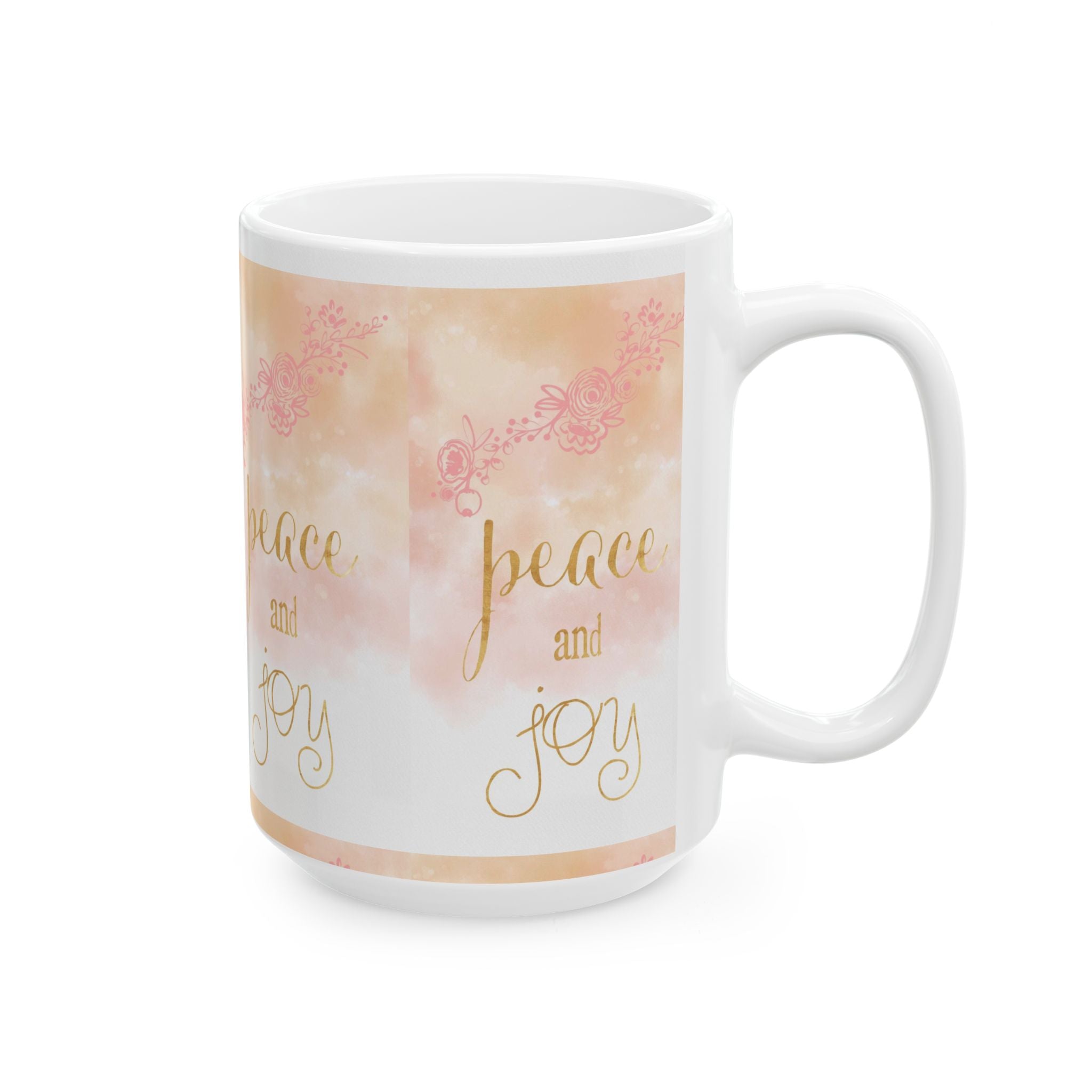 Peace and Joy Ceramic Mug | Inspirational Drinkware for Coffee Lovers | Gift for Holidays, Celebrations, & Self-Care