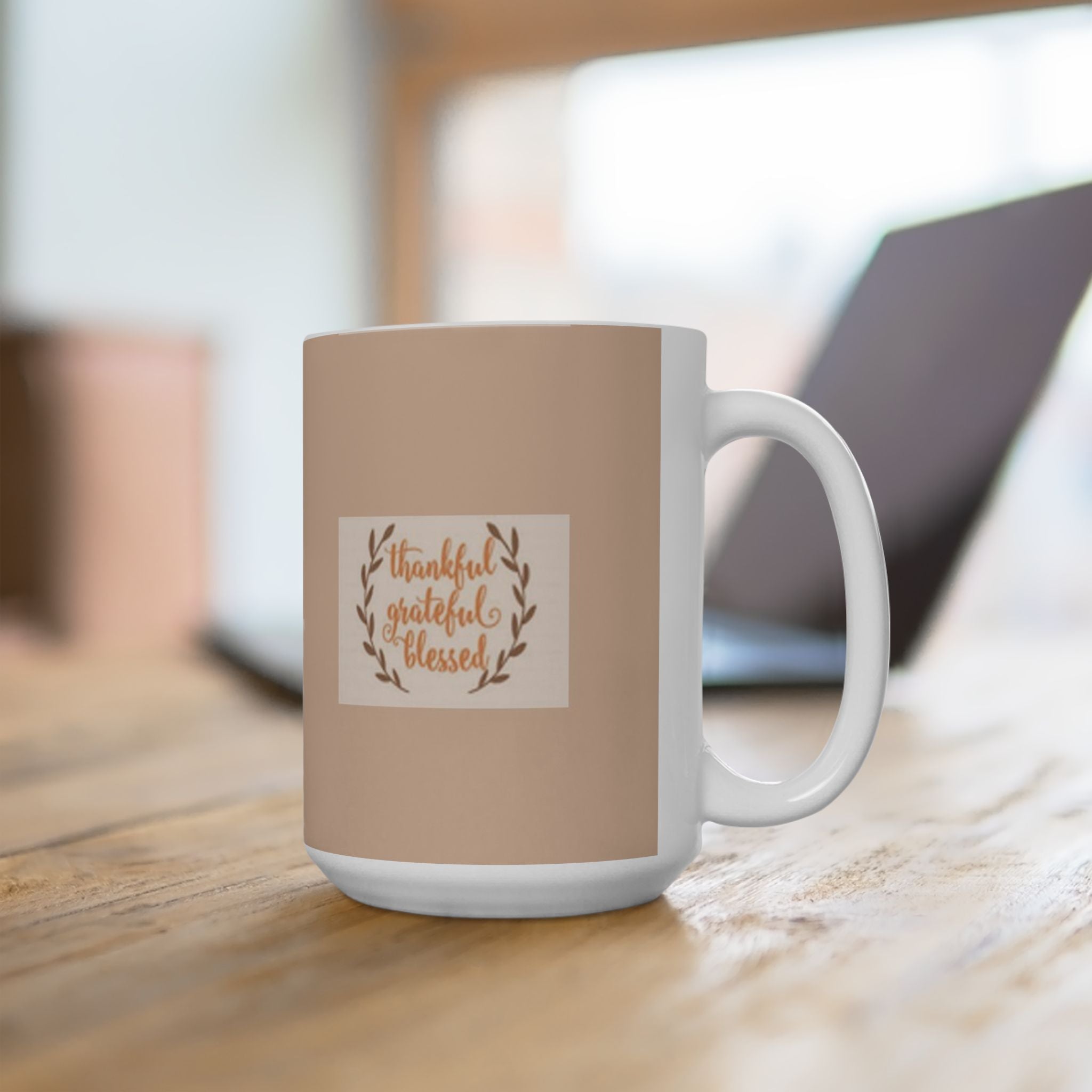 Thankful Grateful Blessed Inspirational Ceramic Mug - Perfect Gift for Coffee Lovers, Tea Enthusiasts, Home Decor, Birthday, or Holidays